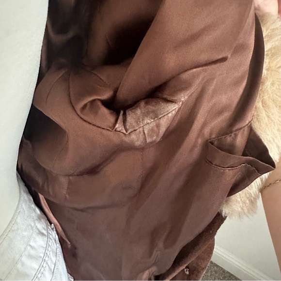 John Carlisle Belted Vintage 70s style Coat 100% Leather Suede Sherpa M Y2K - Picture 11 of 14